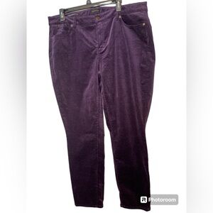 Talbots Purple Plush Corduroy Straight Leg Slim Ankle Pant 5 Pocket Stretch